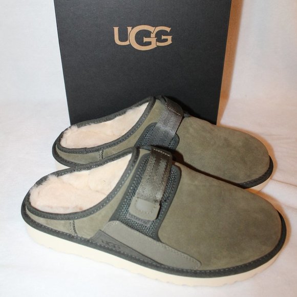 UGG‎ DUNE MEN'S SUEDE SHEARLING SLIP ON SLIPPERS - Picture 1 of 7